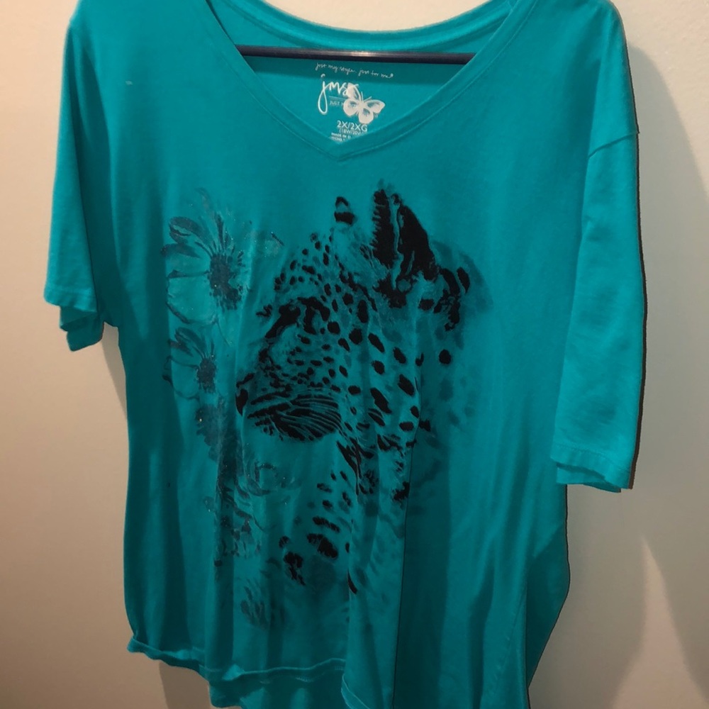 cheetah blue shirt